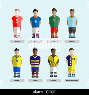 Joueurs de football club de football de silhouettes. Les joueurs de l'équipe de soccer jeu de l'ordinateur. Infographie Sports. Vector illustration numérique Illustration de Vecteur