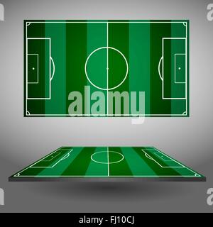 Le football ou soccer jeu haut et une vue latérale. Stade isolé sur un fond gris. Illustration vecteur numérique. Illustration de Vecteur