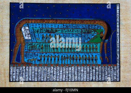 Peinture sur papyrus de déesse égyptienne Nut Banque D'Images