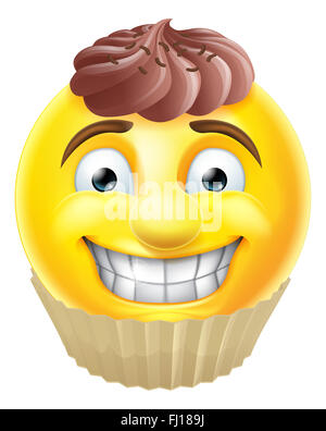 Gâteau au chocolat d'une caricature d'émoticônes emoji caractère smiley Banque D'Images