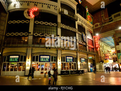 Manchester, UK - 16 Février 2016 : l'intérieur de la salle de spectacle urbain Printworks, Manchester. Banque D'Images