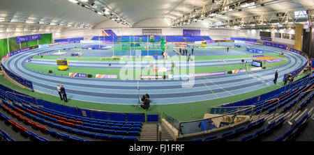 EIS Sheffield, Sheffield, Royaume-Uni. 28 Février, 2016. La piscine d'athlétisme de la deuxième journée. Vue générale de la piste d'athlétisme intérieure, English Institute of Sport. Credit : Action Plus Sport/Alamy Live News Banque D'Images