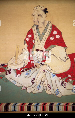 Le Japon, Kumamoto, Kumamoto-jo, le château, l'intérieur, l'écran de la peinture, Banque D'Images