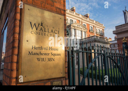 La Wallace Collection panneau extérieur, London, UK Banque D'Images
