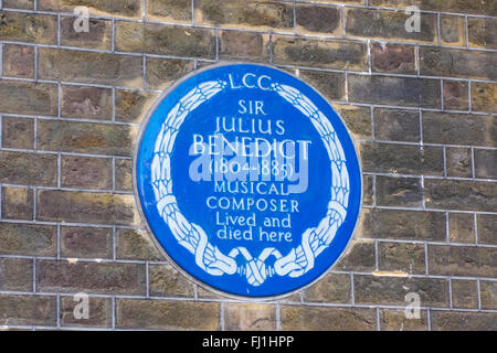 Sir Julius Benedict, Blue Plaque, Londres Banque D'Images