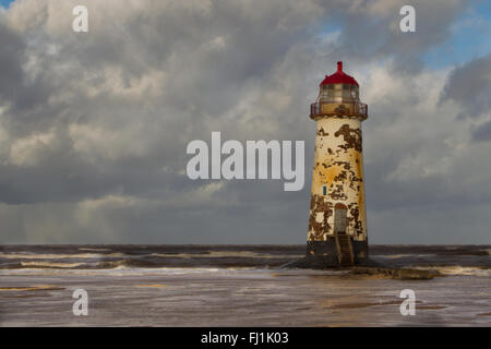 Phare de Talacre dans le Nord du Pays de Galles Banque D'Images