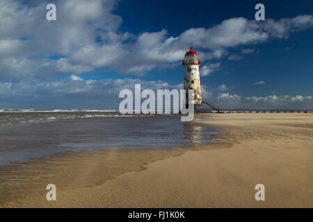 Phare de Talacre dans le Nord du Pays de Galles Banque D'Images