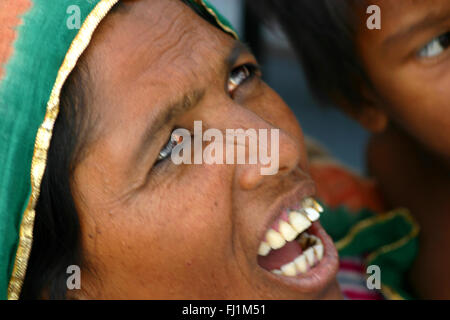 Femme en colère face à Bikaner, Inde Banque D'Images