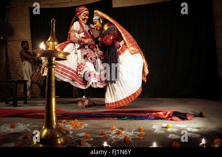 Théâtre Kathakali à Fort Kochin, Inde Banque D'Images