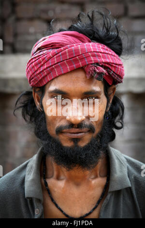 Bengali musulman avec barbe et turban dans Kolkata Banque D'Images