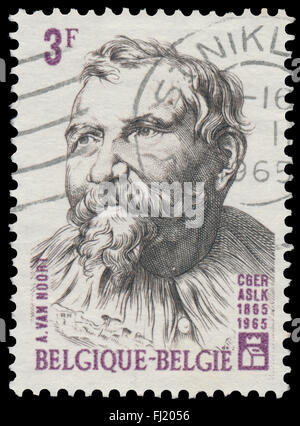 BUDAPEST, HONGRIE - 27 février 2016 : un timbre imprimé en Belgique montre Adam van Noort, vers 1960 Banque D'Images