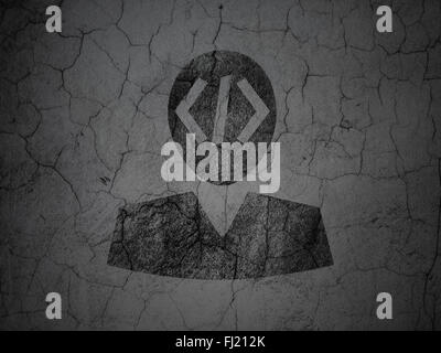 Concept de base de données : Programmeur sur mur grunge background Banque D'Images