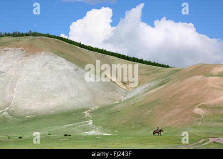 La Mongolie de superbes paysages faits de vert et le vide total Banque D'Images