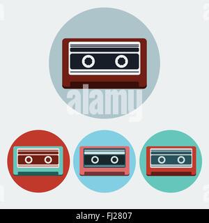 Bande musique icon set. Les bandes colorées en plastique ronde rétro Musique icônes isolé sur blanc. Illustration vecteur de fond numérique. Illustration de Vecteur