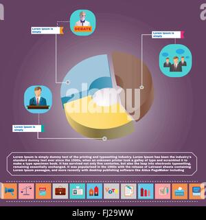 Les débats présidentiels d'icônes et d'élections, équipées de graphique Infographie, bannière ou Flyer. Illustrations vectorielles numériques en appartement St Illustration de Vecteur