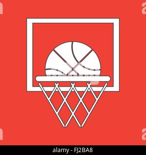 Balle dans un panier. Icône Symbole de basket-ball. Télévision vecteur illustration. Éléments simples logo design. Les objets utilisés pour la pratique des sports Illustration de Vecteur