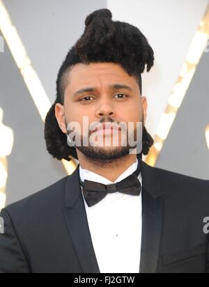 Los Angeles, CA, USA. 28 Février, 2016. Les arrivées à The Weeknd pour la 88e Oscars 2016 Academy Awards - Arrivals 3, le Kodak Theater à Hollywood et Highland Center, Los Angeles, CA, le 28 février 2016. Credit : Elizabeth Goodenough/Everett Collection/Alamy Live News Banque D'Images