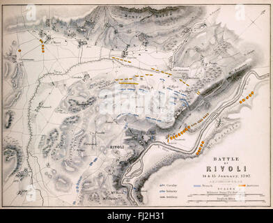 La bataille de Rivoli (14-15 janvier 1797) a été un élément clé dans la campagne de la victoire française en Italie contre l'Autriche. Napoléon Bonaparte's 23 000 Français défait une attaque de 28 000 Autrichiens sous Feldzeugmeister Jozsef Alvinczi, l'Autriche se terminant quatrième et dernière tentative pour soulager le siège de Mantoue. Banque D'Images