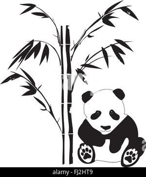 Vector illustration d'un panda avec bambou Illustration de Vecteur