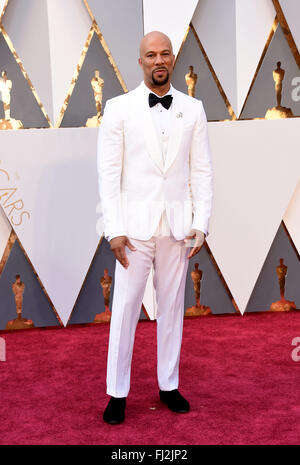 Hollywood, Californie, USA. 28 Février, 2016. LONNIE RASHID LYNN Jr., mieux connu sous le nom de 'commun' assiste à la 88e soirée des Oscars à Hollywood. Credit : Lisa O'Connor/ZUMA/Alamy Fil Live News Banque D'Images
