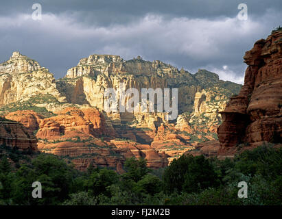 Falaises rouges imposantes et Pine Valley près de l'ancienne ruines amérindiennes BOYNTON Canyon - Sedona, Arizona Banque D'Images