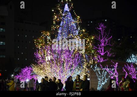 Beijing, Beijing, Chine, du RCS. Feb 29, 2016. Le huitième Festival Lumière en bleu Solana prendra fin aujourd'hui. Beaucoup de visiteurs viennent le voir. Crédit : SIPA Asie/ZUMA/Alamy Fil Live News Banque D'Images