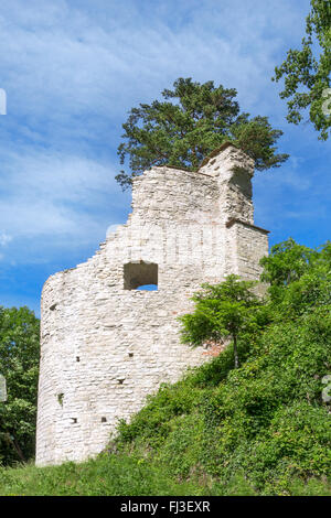 Tour ronde du château ruine à Sulz Fischingen Wehrstein, Allemagne Banque D'Images