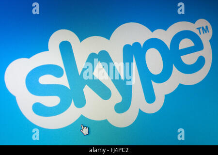 WIELICZKA, Pologne - 04 juin 2014. Logo Skype sur l'écran d'ordinateur. Skype est gratuit service voip. Banque D'Images