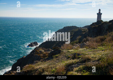 Le phare de Cape Bear Port Vendres, Languedoc-Roussillon, France Banque D'Images