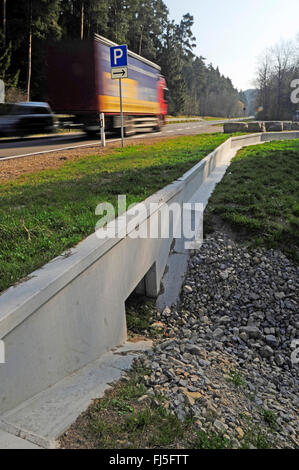 Clôture des amphibiens permanent et à un tunnel road, Allemagne Banque D'Images