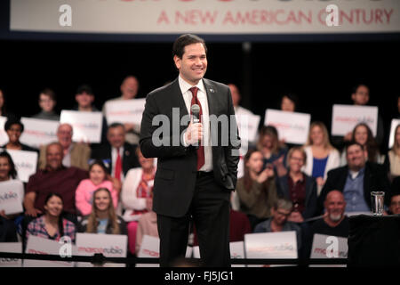 Candidat présidentiel républicain le sénateur Marco Rubio parlant avec des partisans lors d'un rassemblement électoral à la Silverton Hotel & Casino 23 février 2016 à Las Vegas, Nevada. Banque D'Images
