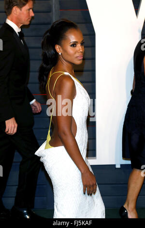 Beverly Hills, Los Angeles, USA. 28 Février, 2016. Kerry Washington assiste à la Vanity Fair Oscar Party à Wallis Annenberg Center for the Performing Arts à Beverly Hills, Los Angeles, USA, 28 février 2016. Photo : Hubert Boesl/dpa/Alamy Live News Banque D'Images