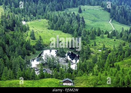 Prairies alpines et petit lac de montagne à la montagne, à l'Autriche, Nock Roma Banque D'Images