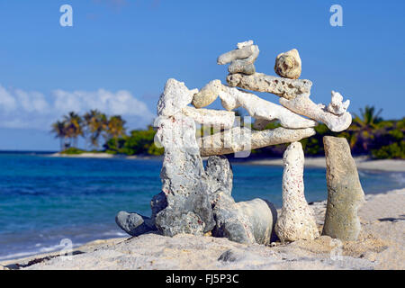 L'empreinte sur la petite île de Petit Tabac à Tobagos Cays, Saint Vincent et les Grenadines Banque D'Images