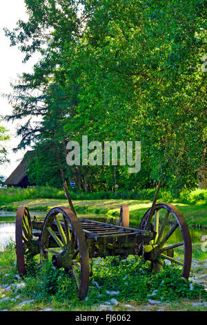 Remorque de ferme au bord du lac, l'ALLEMAGNE, Basse-Saxe, AMMERLAND, Bad Zwischenahn Banque D'Images
