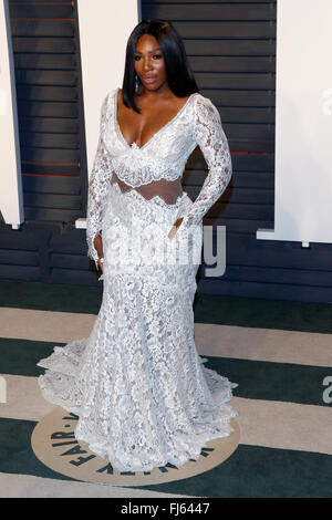Beverly Hills, Los Angeles, USA. 28 Février, 2016. Serena Williams assiste à la Vanity Fair Oscar Party à Wallis Annenberg Center for the Performing Arts à Beverly Hills, Los Angeles, USA, 28 février 2016. Photo : Hubert Boesl/dpa/Alamy Live News Banque D'Images