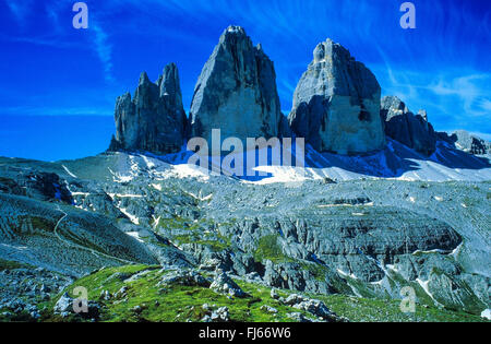 Tre Cime di Lavaredo, Italie, Dolomites Tyrol du Sud, Banque D'Images