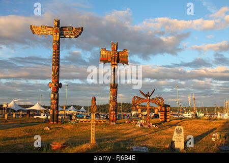 Campbell River, le cimetière indien, l'île de Vancouver, Canada Banque D'Images