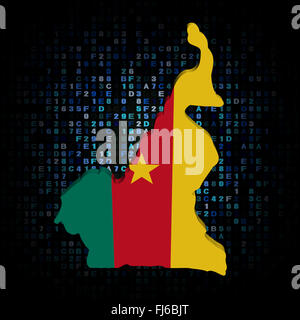 Cameroun carte drapeau sur code hex illustration Banque D'Images