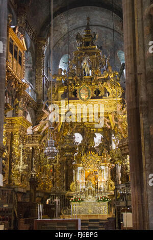 Autel dans la Cathédrale de Santiago de Compostela, Espagne Banque D'Images