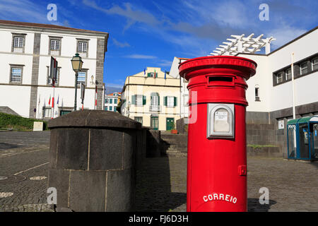 Bureau de poste, Horta, île de Faial, Açores, Portugal, Europe Banque D'Images
