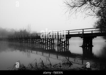 Pont sur la rivière Drava avec une fontaine Banque D'Images