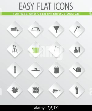 Collection d'outils de jardinage icons set Illustration de Vecteur