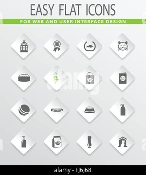 Produits pour animaux domestiques icons set Illustration de Vecteur