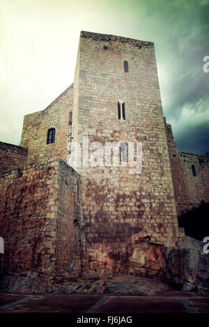 Castell de Peniscola. Château médiéval dans la ville de Peñiscola, dans la province de Castellón, Communauté Valencienne, Espagne. Banque D'Images