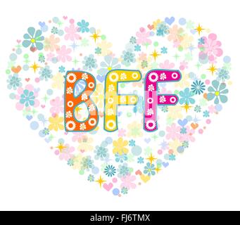BFF. Meilleurs amis pour toujours. Carte de vœux. Illustration de Vecteur