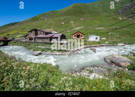 Dans l'école (ou Chajashi Chazhashi) - L'un des quatre villages d'Ushguli communauté à fin de gorge Inguri, Upper Svaneti, Géorgie Banque D'Images