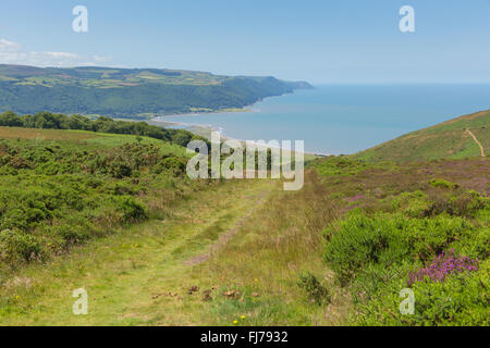 Vue du phare de la baie de Selworthy Porlock Somerset England UK près de Exmoor et à l'ouest de Minehead sur le south west coast path Banque D'Images