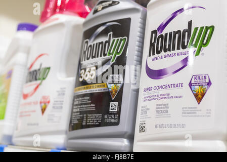 L'herbicide Roundup sur une étagère de magasin aux États-Unis. Banque D'Images