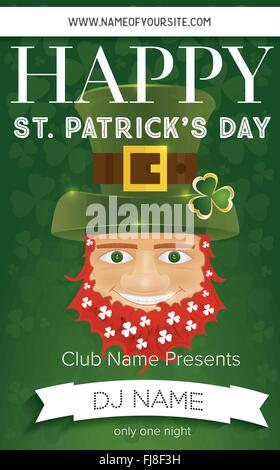 Pour l'affiche de Happy St Patrick Day Party. Vector illustration. Modèle pour les flyers de club ou d'un restaurant design. Illustration de Vecteur